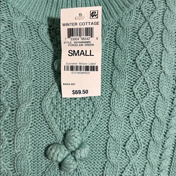 NWT - Charter Club Cable Knit Sweater- Porcelain Green - Picture 4 of 4